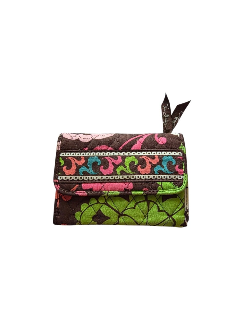 Vera Bradley Tri-Fold Lola Floral Pattern Wallet pink and brown